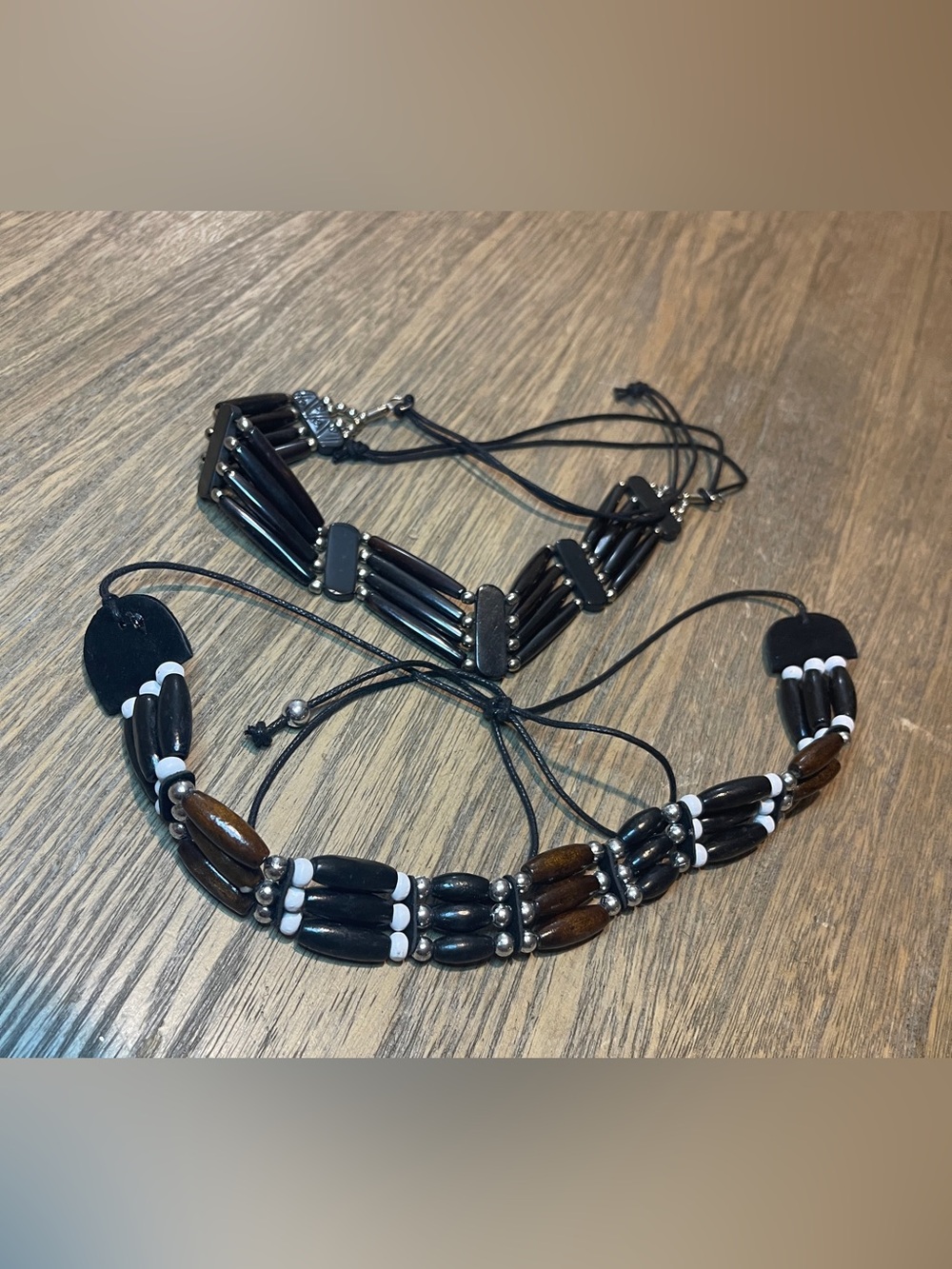 2- Boho Black & Brown Beaded Necklaces
